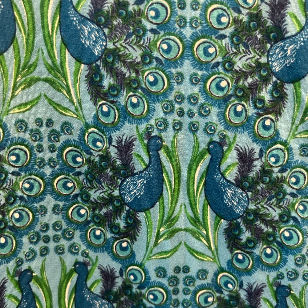 Vibrant Teal and Navy Women's peacock design Pajama Set - Picture 4 of 11